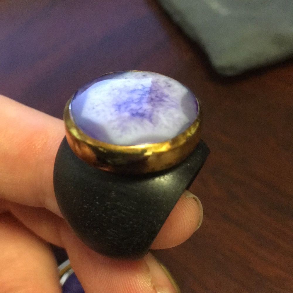 Isharya ebony purple crater druzy ring/earrings - Picture 4 of 6